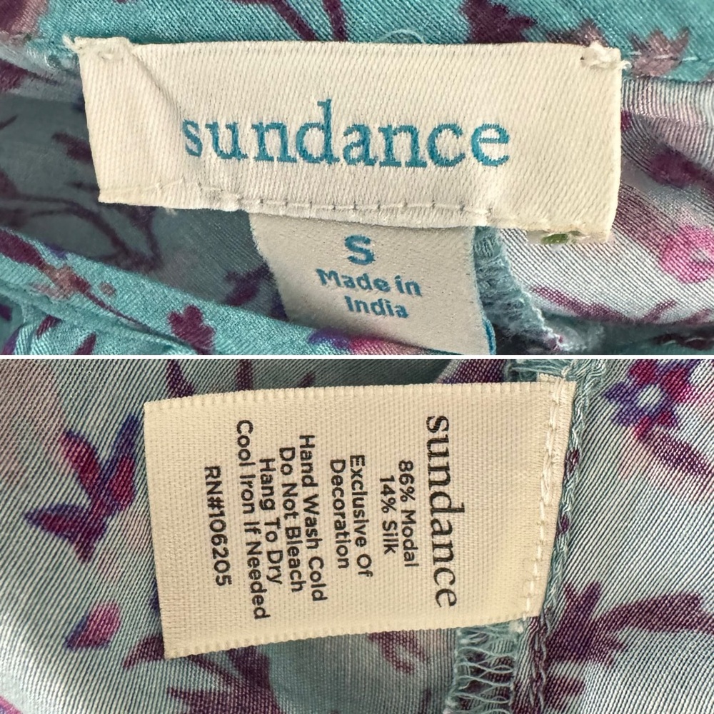 Sundance Arielle sweet floral silk top dolman sleeve tassel blouse S - Picture 11 of 12